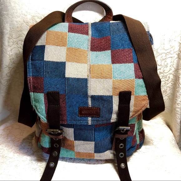 anonima Handbags - Anonima Italy Plaid Patchwork Flap Backpack Bag